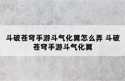 斗破苍穹手游斗气化翼怎么弄 斗破苍穹手游斗气化翼